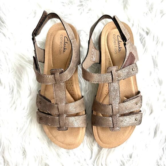 Clarks April Cove Bronze Metallic Sandals Size 8 NWT - Picture 8 of 13